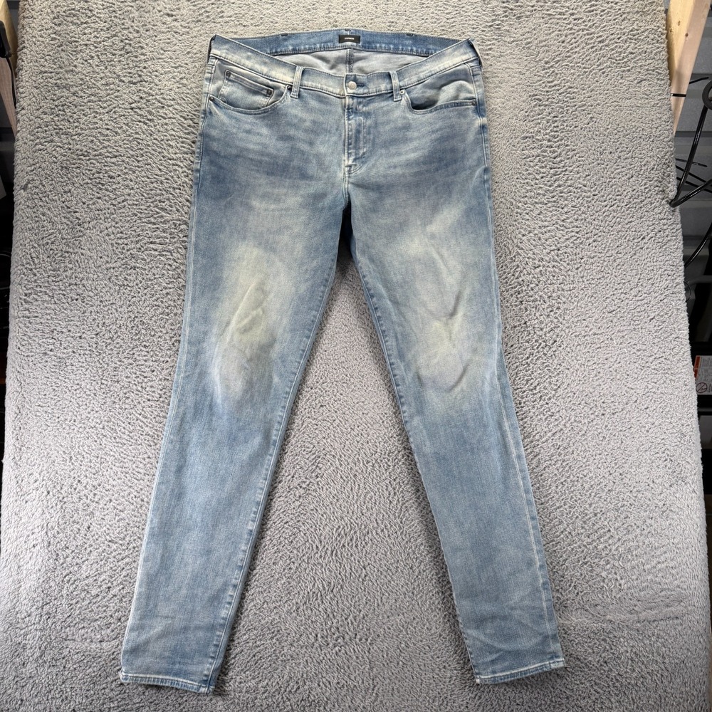 Express Jeans Men's 40x35 Blue Cotton Denim Skinny Leg Faded Workwear Stretch